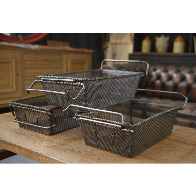 Industrial Industrial Mesh Boxes, 1960s, Set of 3 For Sale - Image 3 of 15
