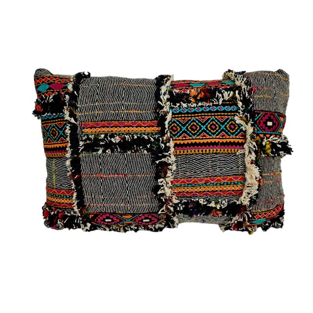 Tribal Boho Style Black Pillow Cotton For Sale - Image 3 of 9