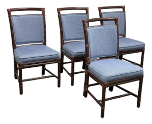 Orlando Diaz-Azcuy for McGuire Furniture Target Back Upholstered Chairs, Set of Four