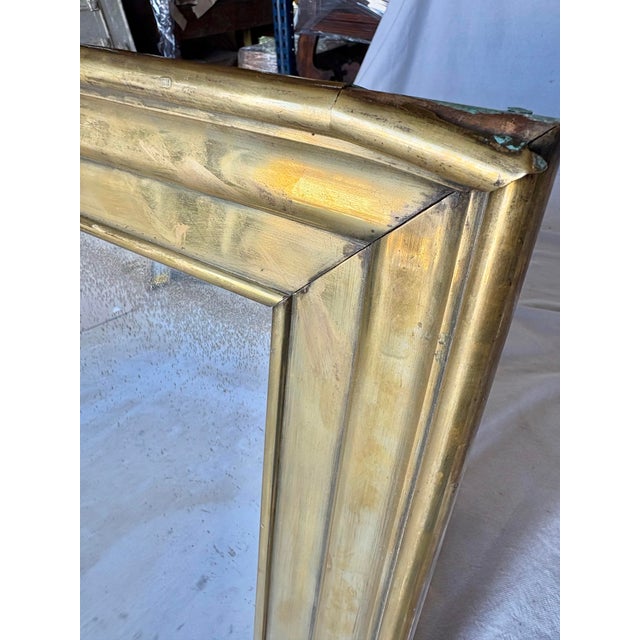20th Century French Brass Bistro Wall Mirror For Sale - Image 12 of 13