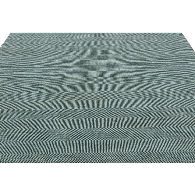 Late 20th Century Rug & Kilim’s Modern Rug in Blue and Cream, With Stripes and Geometric Patterns For Sale - Image 5 of 8