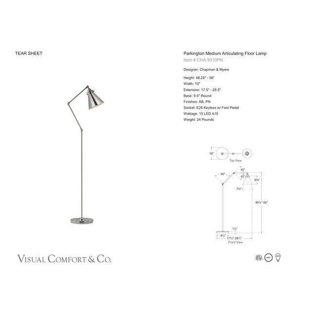 Chapman & Myers by Visual Comfort Signature Parkington Medium Articulating Floor Lamp in Polished Nickel Designer: Chapman...