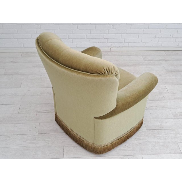 Danish Beech Wood Velour Chair, 1970s For Sale - Image 12 of 16