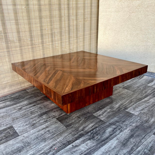 Fully Refinished Mid Century Modern Handcrafted Wood Coffee Table. Circa 1970s For Sale - Image 13 of 17