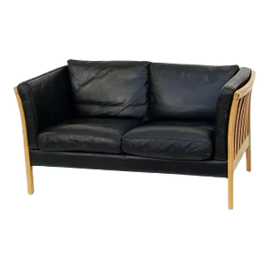 Danish Modern Sofa of Leather and Beech by Stouby