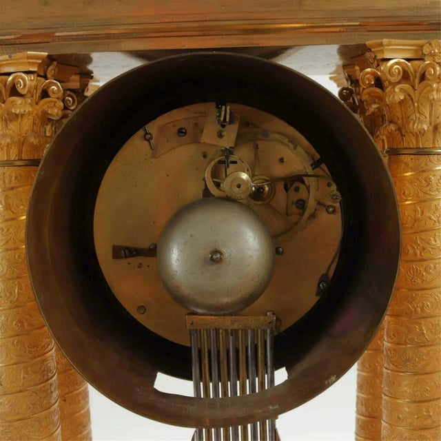 Very Large French 19th Century Empire Period Ormolu Bronze Portico Mantel Clock For Sale - Image 4 of 7
