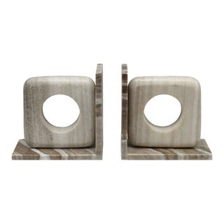 Matthew Izzo Home Rover Circle Cut Marble Bookends For Sale