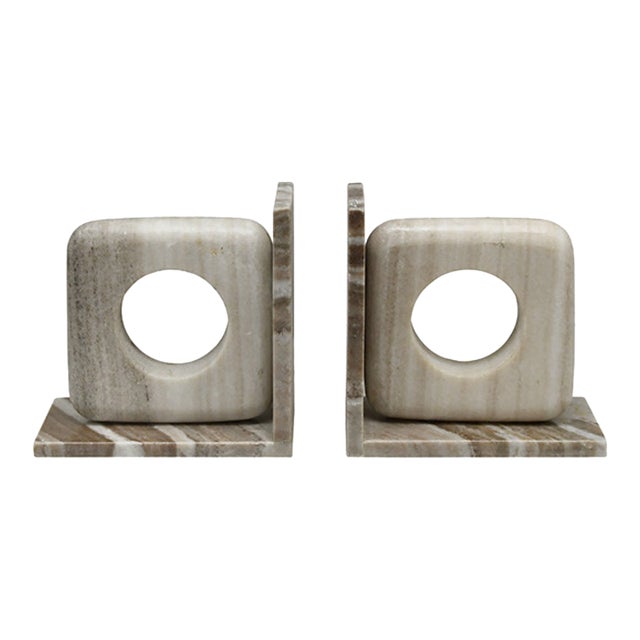 Matthew Izzo Home Rover Circle Cut Marble Bookends For Sale