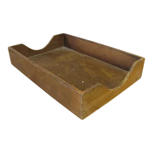 Mid 20th Century Wood Legal Paper Size Tray in / Out File Office Desk Organizer
