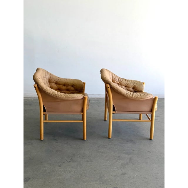 1970s ‘Pedro’ Armchairs Attributed to Gunnar Kentemo in Tan- Pair For Sale - Image 13 of 16