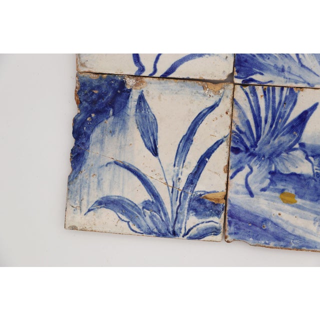 18th Century Gorgeous Set of Four Naturalistic Portuguese Tiles For Sale - Image 6 of 12