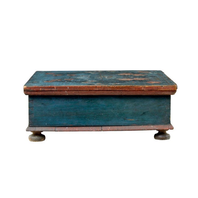 Mid 19th Century Antique Hand Painted Pine Storage Box, 1840 For Sale - Image 5 of 8