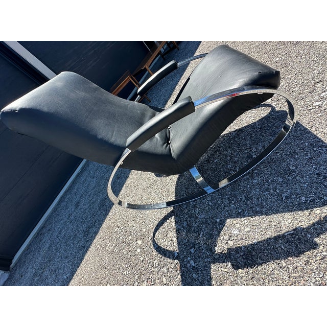 1970s Italian Modern Chrome Rocking Chair Attributed to Guido Faleschini For Sale - Image 4 of 6