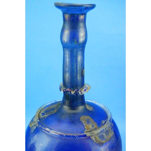 Blue Cobalt Blue Scavo Glass Bottle Vase attributed to Mario Pinzon for Seguso, Italy, 1960s For Sale - Image 8 of 17