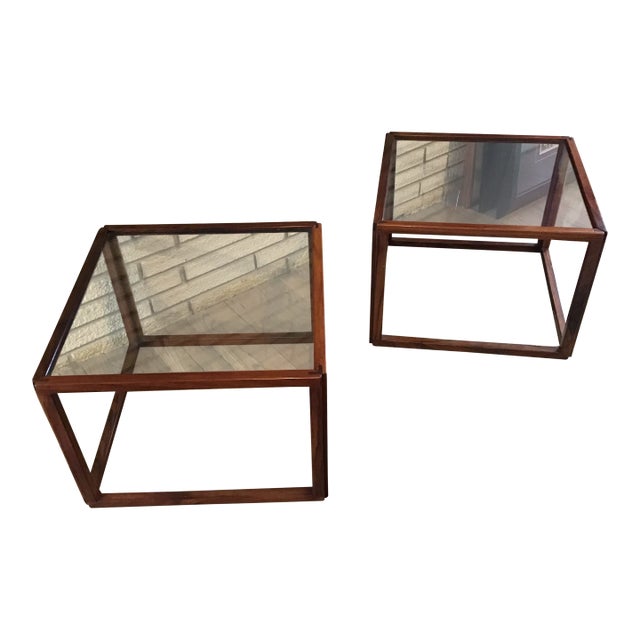 1950s Kai Kristiansen Mid-Century Modern Cube Shape End Tables - a Pair For Sale