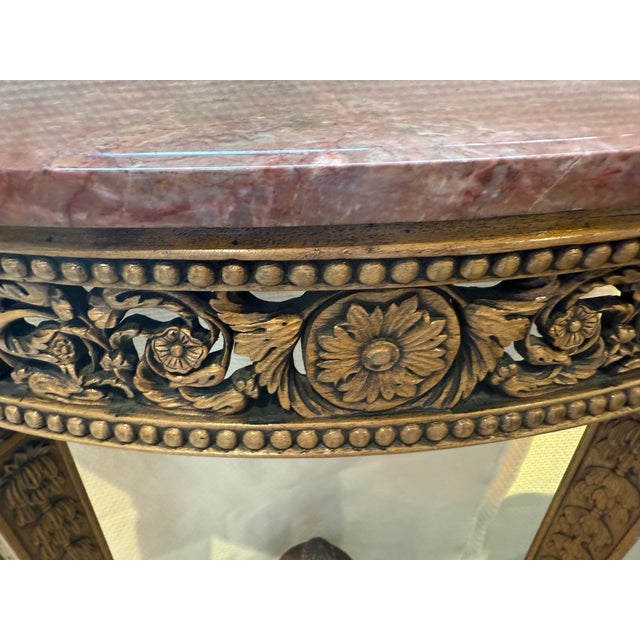 Mid 20th Century French Louis XVI Style Marble Top Wall Mounted Console Table For Sale - Image 10 of 16