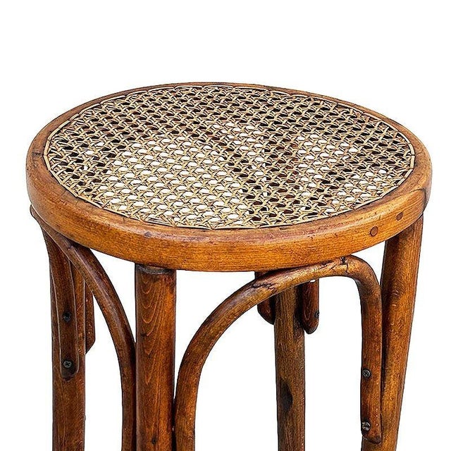 Late 19th Century Victorian Vienna Bent Oak & Cane Low Stool Attributed Thonet For Sale In Los Angeles - Image 6 of 8