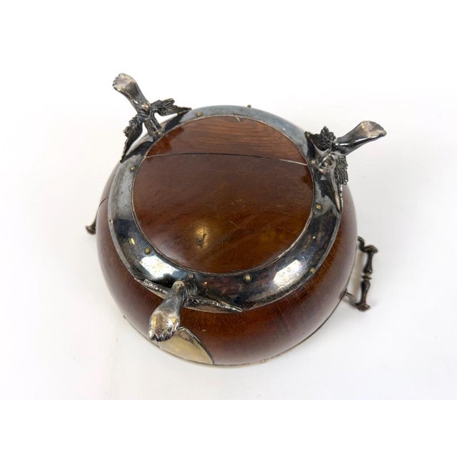 Victorian Silver Plate and Oak Trophy Bowl on Mercury Feet, 1870s For Sale - Image 9 of 14