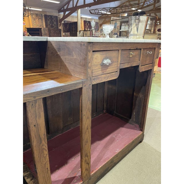 Bar Counter in Oak with Zinc and White Marble For Sale - Image 16 of 18