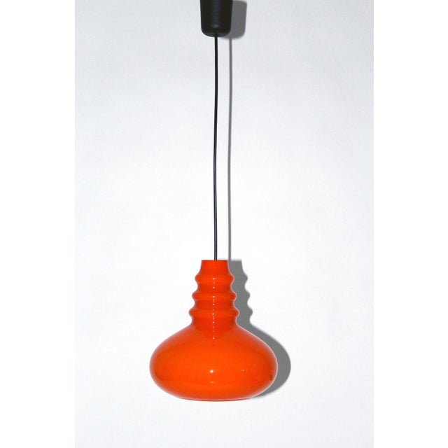 Orange Glass Ceiling Lamp by Peill & Putzler, 1960s For Sale - Image 6 of 6