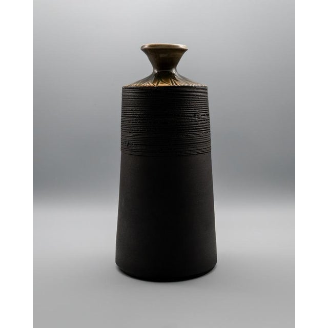 Sculpture Materials Matte Black Shigaraki Bottle Vase, 1980s For Sale - Image 7 of 7