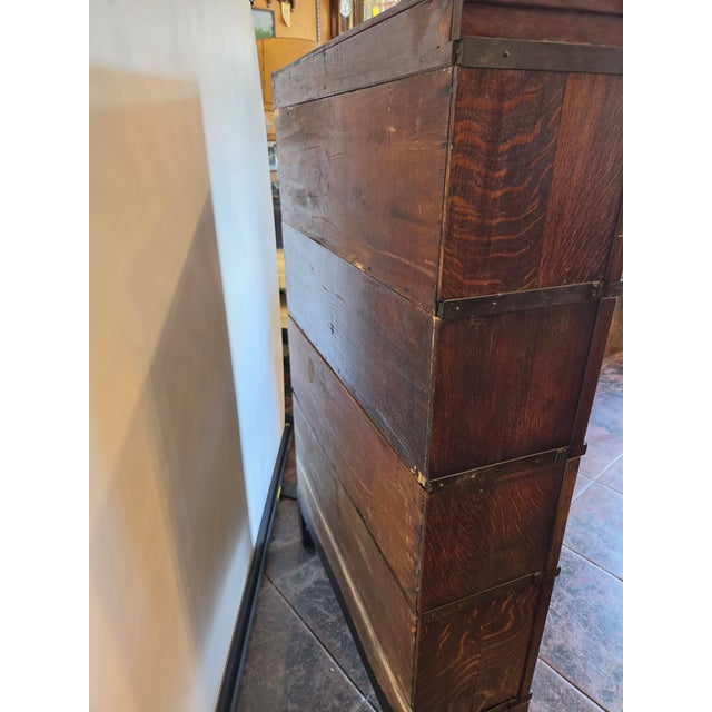 American Antique Globe & Wernicke Lawyers Bookcase Barrister Bookcase Mission Tiger Oak For Sale - Image 3 of 8