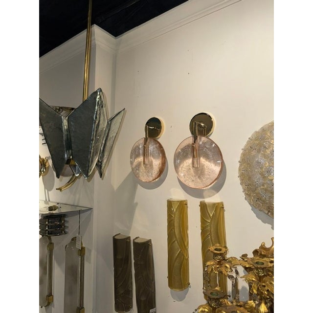 The Pair of Murano Pink Glass Lollipop Sconces are exquisite lighting fixtures perfect for adding a touch of elegance to...
