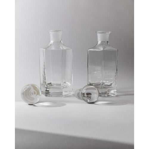 Vintage Hexagonal Glass Decanters with Sphere Stoppers, 1970s, Set of 2 For Sale - Image 3 of 11