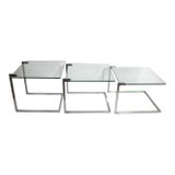 Chrome and Glass Nesting Tables After Baughman For Sale