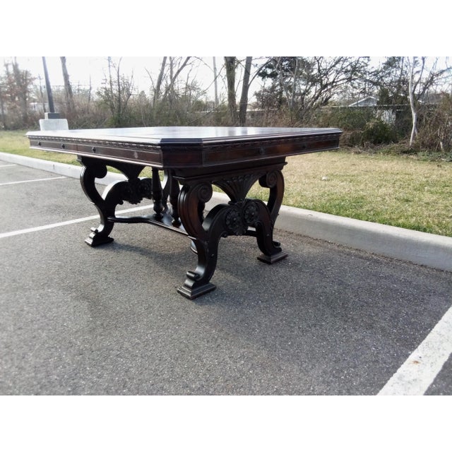 Jacobean Antique Rockford Walnut Trestle Dining Table Sale 1279 For Sale - Image 4 of 10