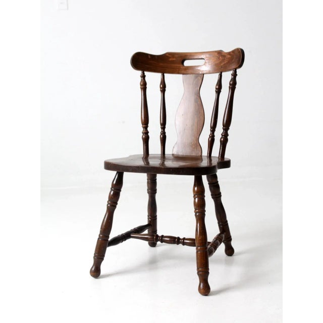 Vintage Wood Pub Style Chair For Sale - Image 6 of 12