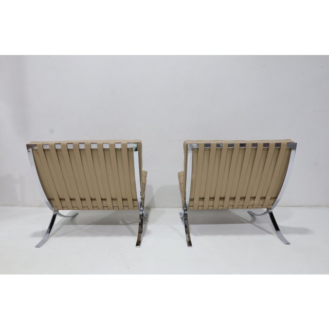 Metal Knoll Mies Van Der Rohe Barcelona Chairs and Ottoman in Volo Leather For Sale - Image 7 of 12