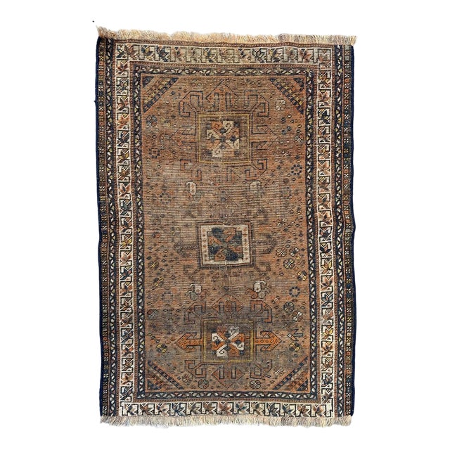 Antique Distressed Shiraz Rug, 1890s For Sale