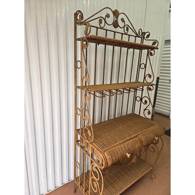 1980s Wicker and Iron Bar Etegere For Sale - Image 4 of 7