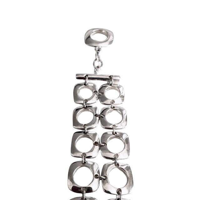 Late 20th Century Tiffany & Co. Sterling Silver Double Cushion Link Modernist Bracelet For Sale - Image 4 of 7