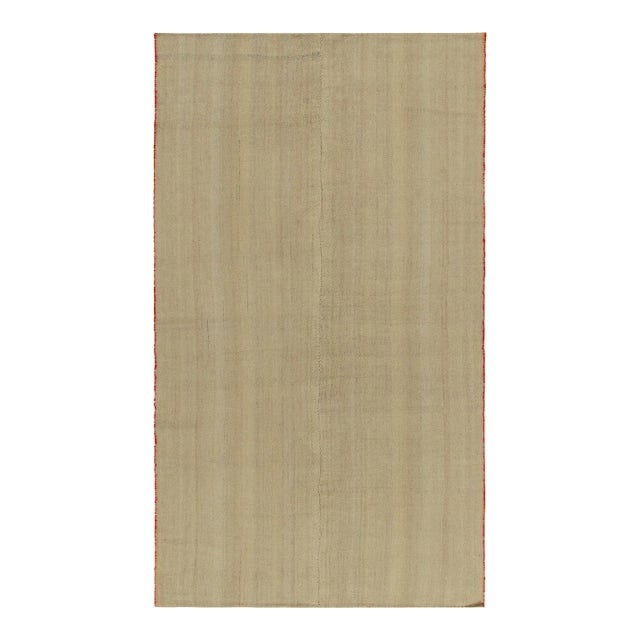 Vintage Plain Kilim in Beige-Brown Striations, Solid Hues For Sale