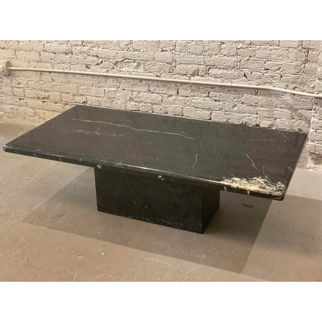 Black 1980s Vintage Nero Marquina Postmodern Black Marble Coffee Table For Sale - Image 8 of 12