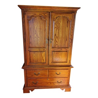 1980s Jamestown Sterling American Oak Armoire For Sale