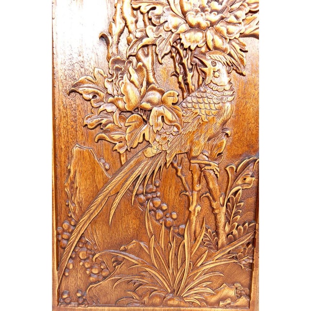 Carved Wooden Panels with Floral and Animal Decorations, Indochina / Vietnam, Early 20th Century, Set of 3 For Sale - Image 14 of 17