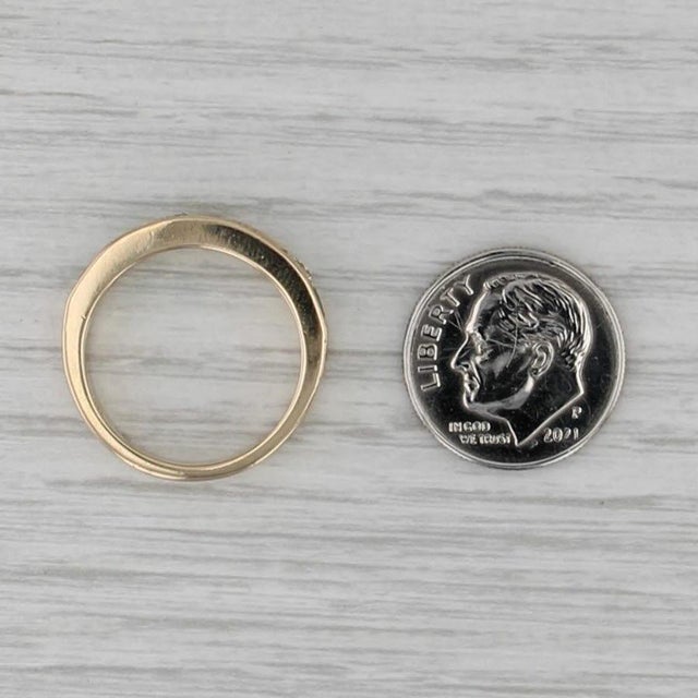 0.65ctw Emerald Diamond Wedding Band 14k Yellow Gold Size 6.75 Stackable Ring For Sale - Image 4 of 8