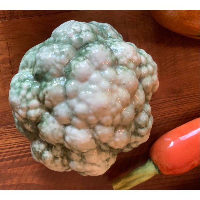English Vintage Trompe‑L’Oeil Majolica Hand Painted Faux Vegetables From Italy. Set of 6 for French Country, Cottage Core, English and Italian Decor For Sale - Image 3 of 11