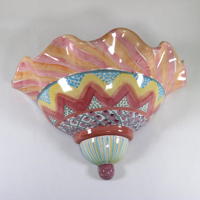 Mackenzie Childs Mackenzie Childs Wall Pocket Boho Chic Pastels in the Keukenhof Pattern For Sale - Image 4 of 9