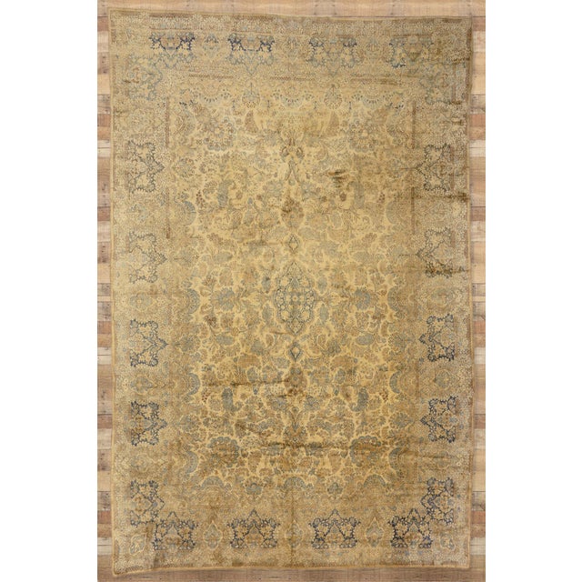 Beige Antique Persian Kerman Rug, 11'08 X 17'07 For Sale - Image 8 of 8
