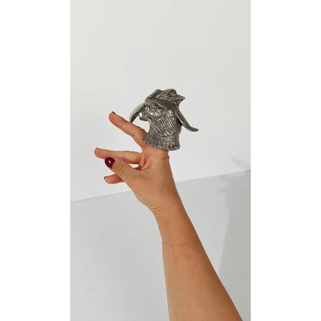 Vintage Silver Plated Parrot Head Bottle Opener in the style of Gucci, 1970s For Sale - Image 6 of 18