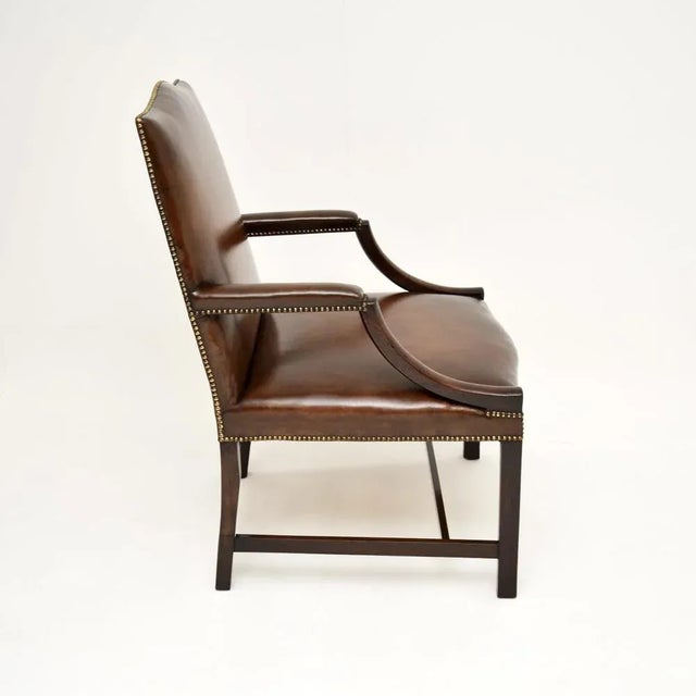 Georgian Leather Gainsborough Armchair, 1790s For Sale - Image 3 of 11