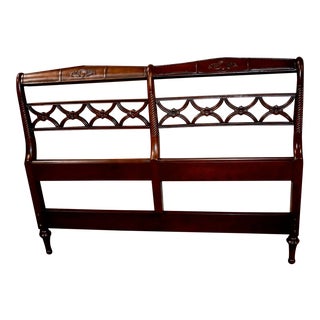 Vintage Regency Carved Mahogany Full Size Headboard For Sale