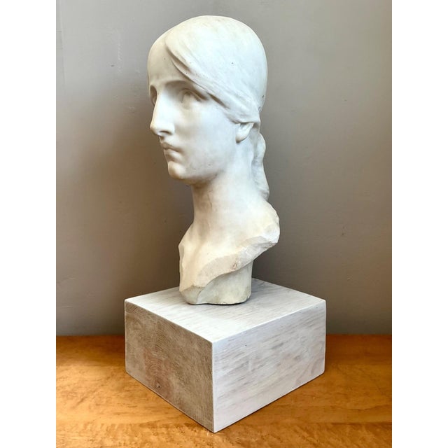 Mid-Century Modern Vintage Carved Marble Head Sculpture For Sale - Image 3 of 18