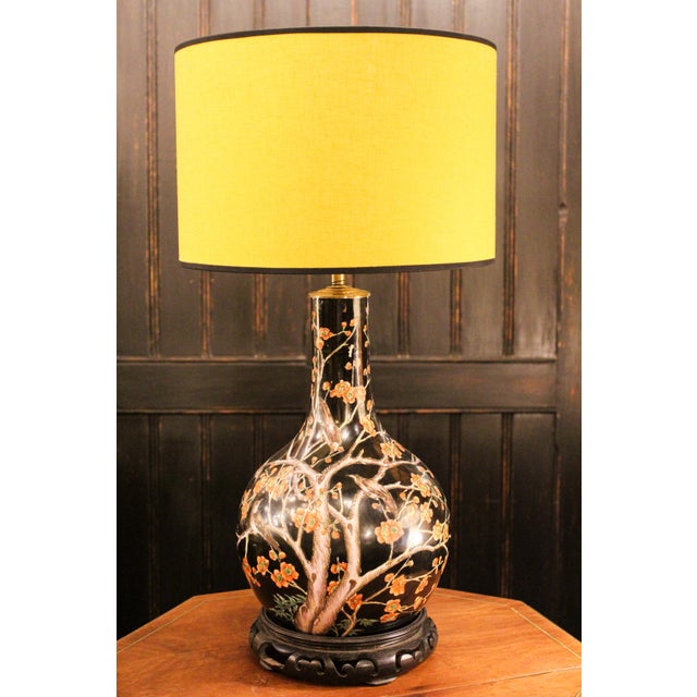 Japanese Porcelain Cherry Blossom Lamp, 1950s For Sale - Image 9 of 10