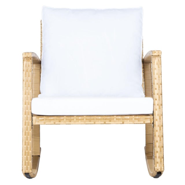 Modern Daire Rocking Chair, Natural/White Cushion For Sale - Image 3 of 11