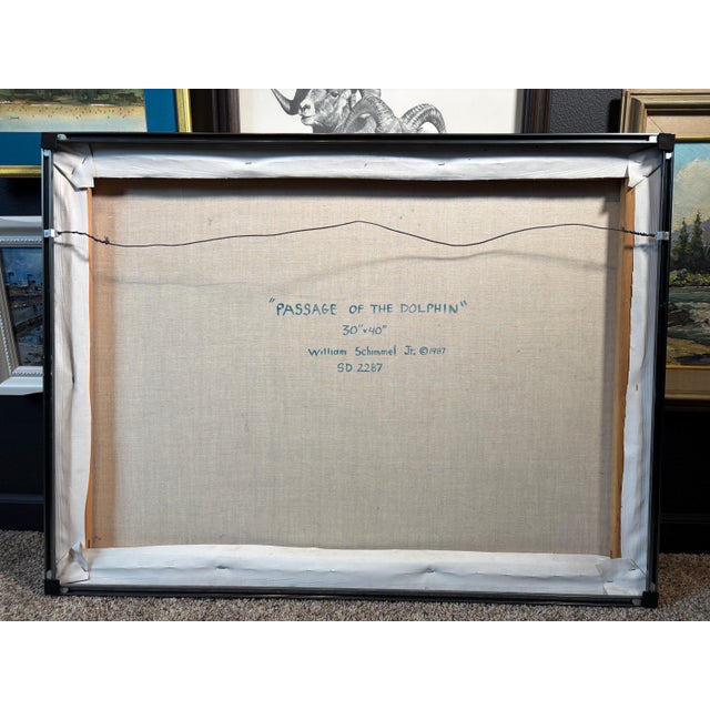 A striking original painting titled "Passage of the Dolphin" (1987) by American artist William Schimmel Jr. This large,...